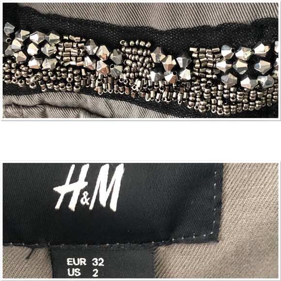 H&M Beaded Olive Military Button Down Shirt - Picture 8 of 8